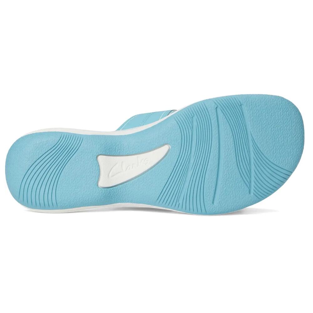 NEW Clarks 9 Breeze Maye Sky Blue Sandals Slide Cloudsteppers Comfort Walking - Picture 7 of 11